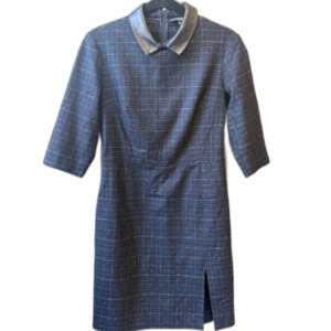 Antonelli Firenze Italy Blue/Grey Houndstooth Dress Leather Collar E44 US8‎
